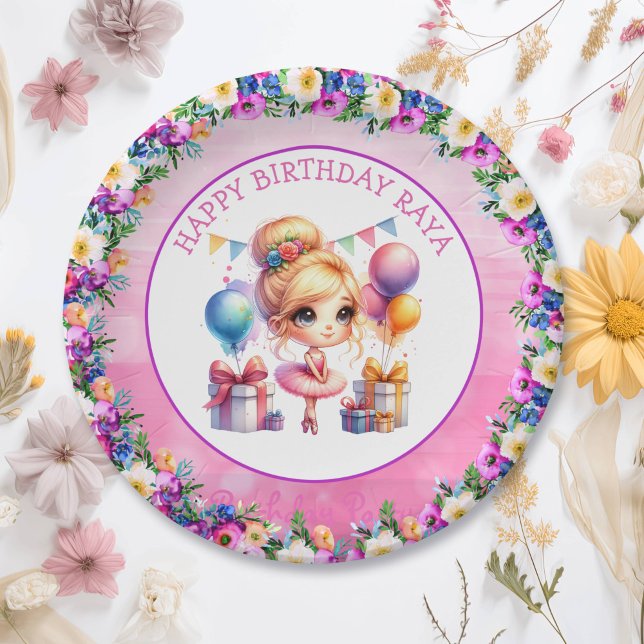 Ballet Themed Girl's Birthday Party Paper Plate (Creator Uploaded)