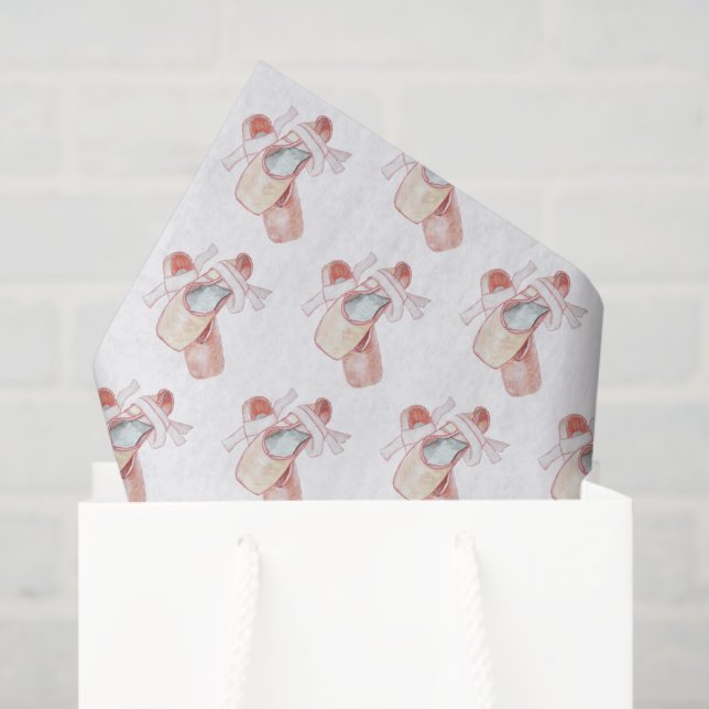 Ballet Toe Shoes Art Dancer Pink Patterned Tissue Paper (Gift Bag)