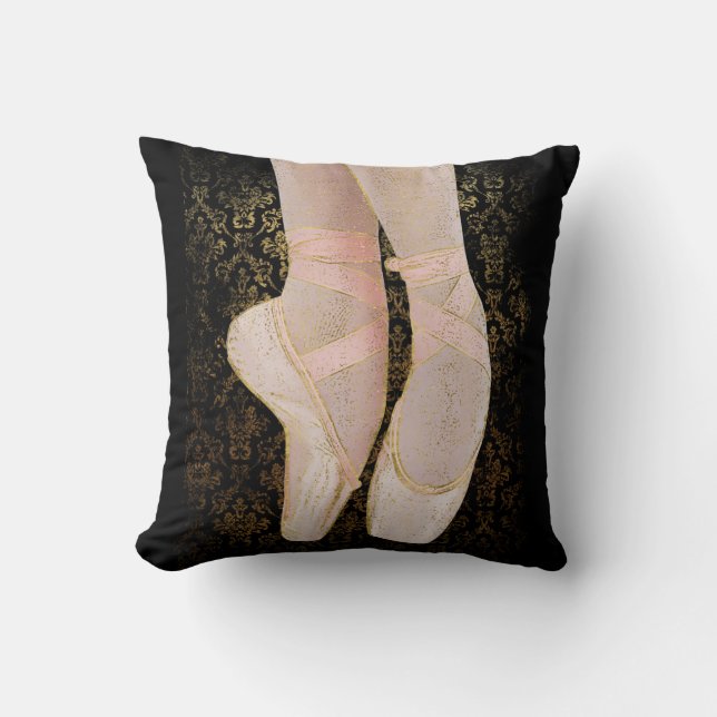 Ballet Toe Shoes - Black Pink Gold Cushion (Front)
