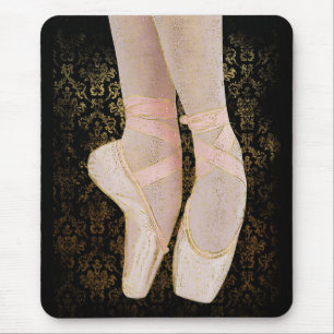 Ballet Toe Shoes - Black Pink Gold Mouse Mat