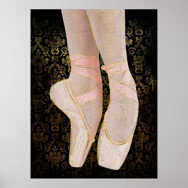 Ballet Toe Shoes - Black Pink Gold Poster (Front)