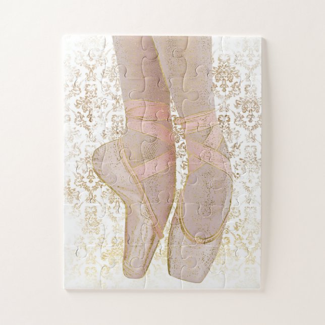 Ballet Toe Shoes Jigsaw Puzzle - Pink Gold White (Vertical)