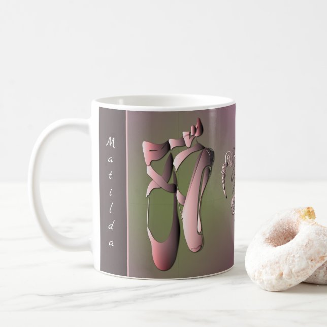 Ballet Toe Shoes with Monogram Coffee Mug (With Donut)