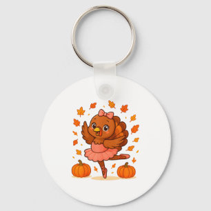 Ballet Turkey Pumpkin Autumn Ballerinas Dancing Th Key Ring