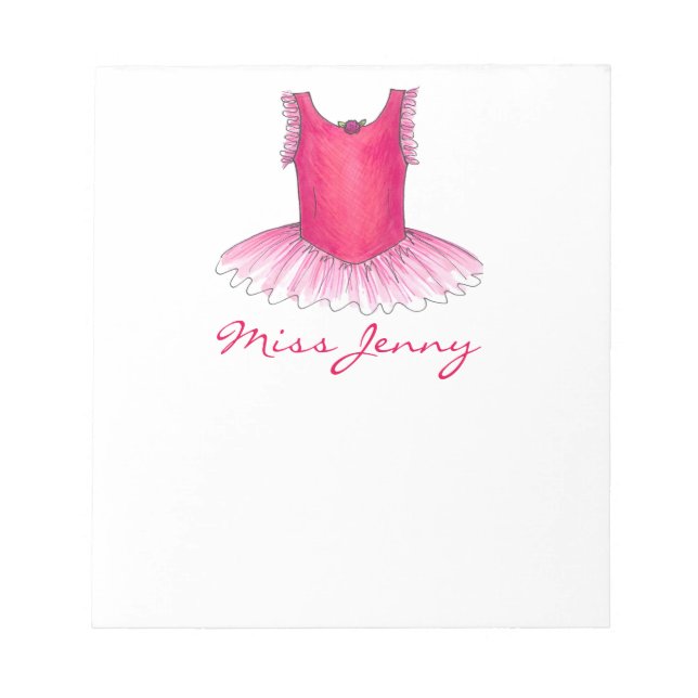 Ballet Tutu Personalised Dance Teacher Notepad (Front)