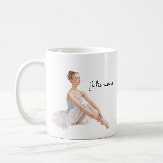 Ballet Woman Personalised  Coffee Mug (Left)