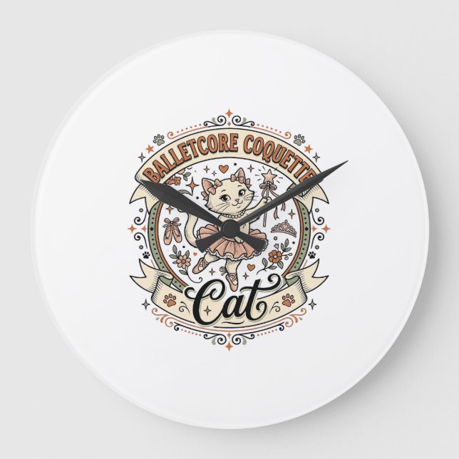 Balletcore Coquette Cat Balletcore Coquette Cat Vi Large Clock (Front)