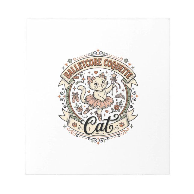 Balletcore Coquette Cat Balletcore Coquette Cat Vi Notepad (Front)