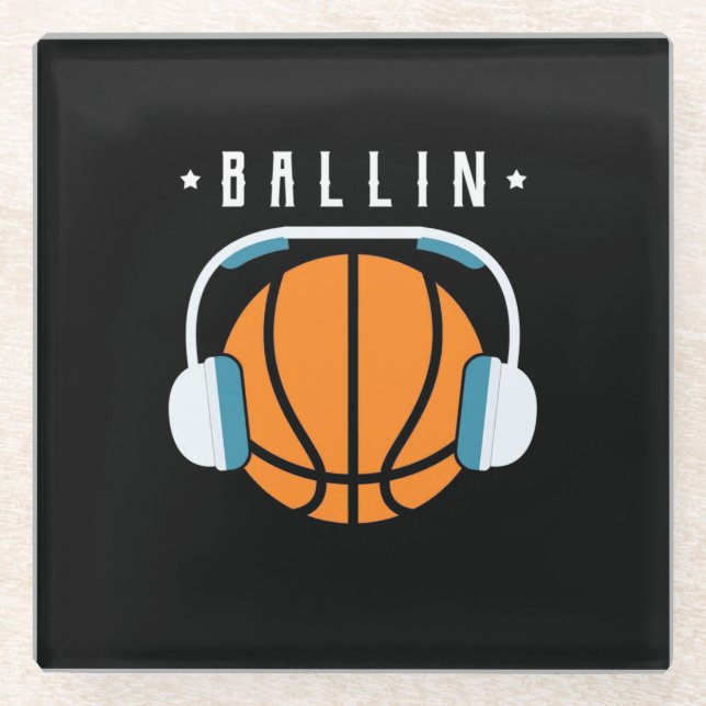 Ballin Basketball Art Glass Coaster (Front)