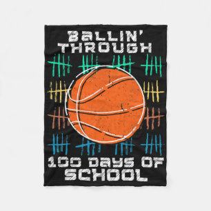 Ballin Through 100 Days Of School 100th Smarter Ba Fleece Blanket