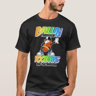Ballin' through 100 Days of School - Dabbing Footb T-Shirt