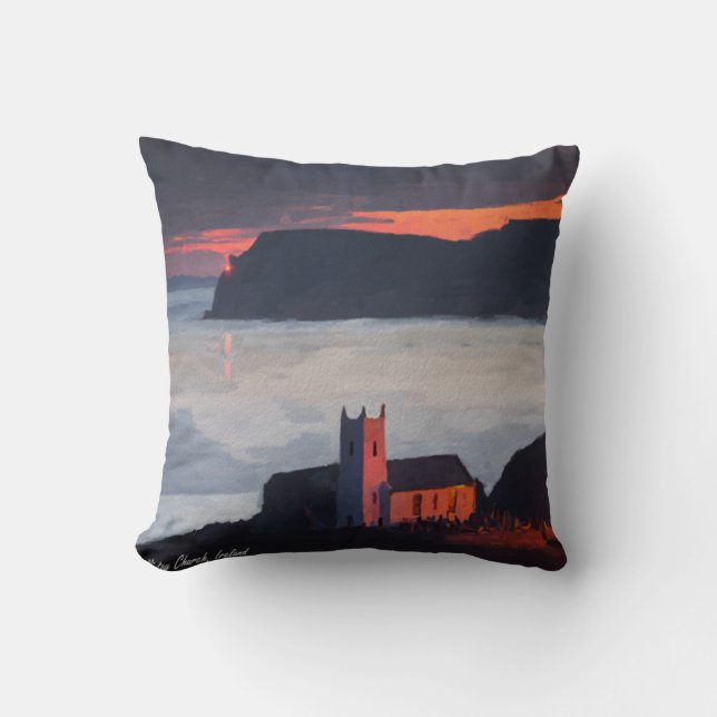 Ballintoy Church, Ireland at Sunset Cushion (Front)