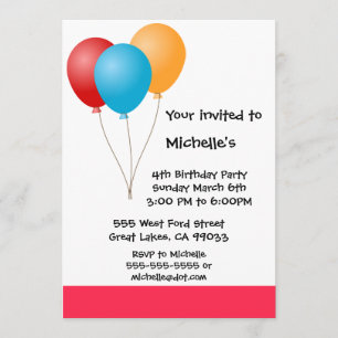 Ballon Birthday Party Invitation