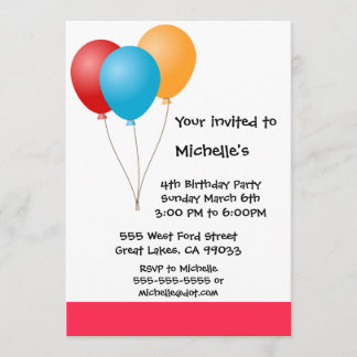 Ballon Birthday Party Invitation