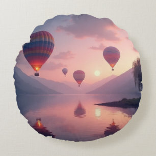 Balloon Adventure Dreams Round Cushion