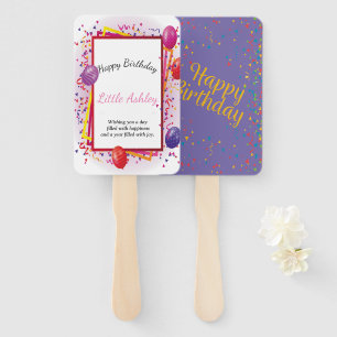 balloon and  Colourful festive ribbons for birthda Hand Fan