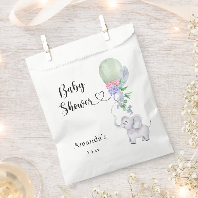 Balloon and Elephant Baby Shower Favour Bags (Clipped)