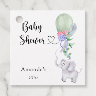 Balloon and Elephant Baby Shower Favour Tags