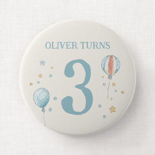 Balloon and Stars Large Birthday Badge