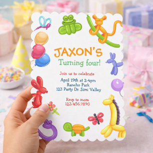 Balloon Animal Birthday Invitation, Balloon Twisti Invitation