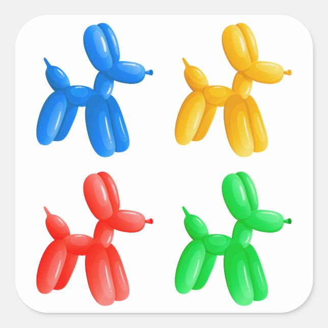 Balloon Animal Colour Pattern – Kids & Clown Party Square Sticker (Front)