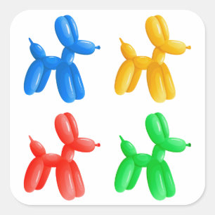 Balloon Animal Colour Pattern – Kids & Clown Party Square Sticker