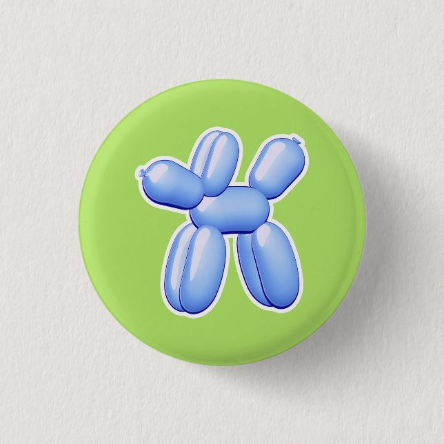 Balloon Animal Dog Blue         3 Cm Round Badge (Front)