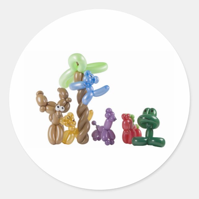 balloon animal group classic round sticker (Front)