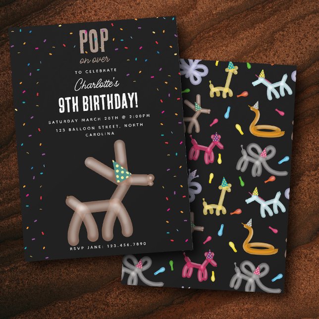 Balloon Animals Deer Kids Birthday Party Theme Invitation (Balloon Animals Deer Kids Birthday Party Theme Invitation)