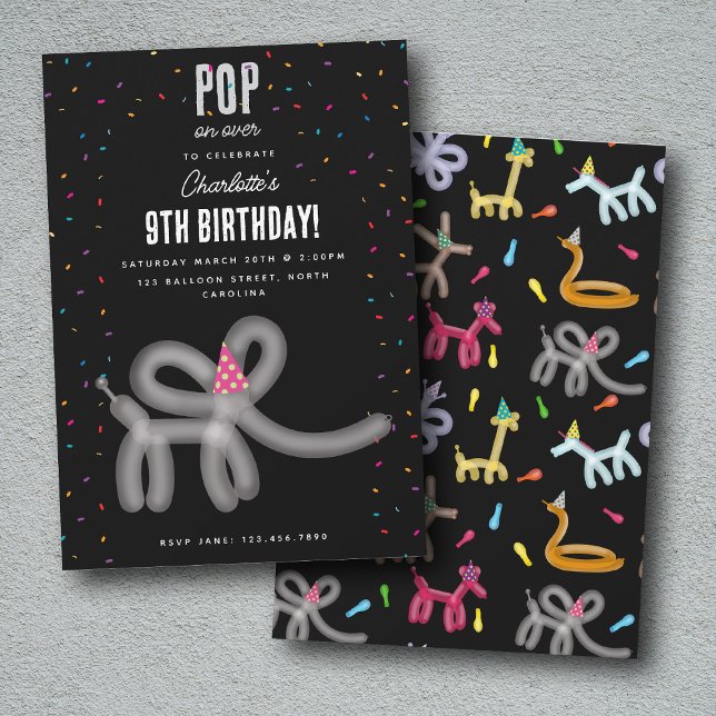 Balloon Animals Elephant Kids Birthday Party Theme Invitation (Balloon Animals Elephant Kids Birthday Party Theme Invitation)