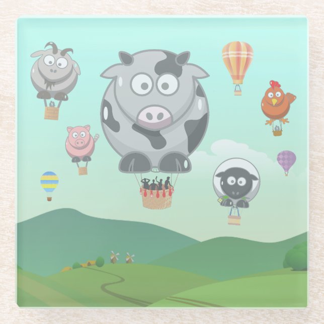 Balloon Animals Glass Coaster (Front)