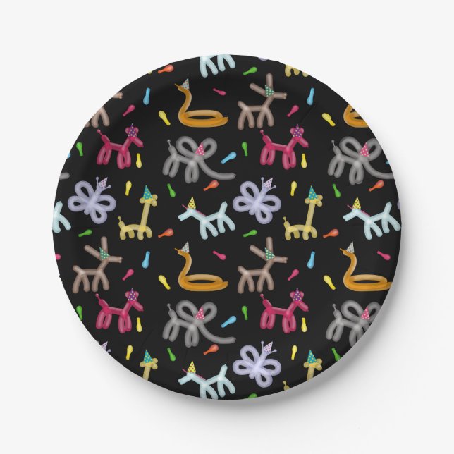 Balloon Animals Kids Birthday Party Theme Paper Plate (Front)