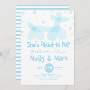 Balloon Animals Watercolor Baby Shower Invitation