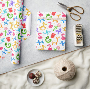 Balloon Animals Wrapping Paper, Birthday Gift Wrap