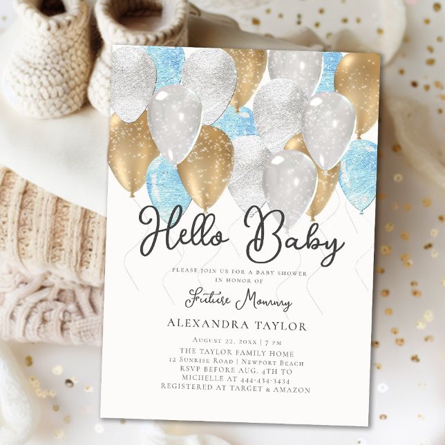 Balloon Arch Pink Gold Sweet Chic Boy Baby Shower Invitation (Creator Uploaded)