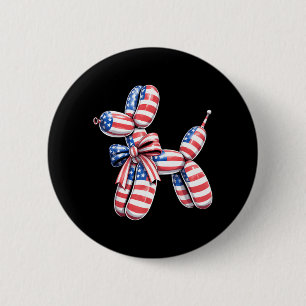 Balloon Artist American Balloon Dog USA Flag 6 Cm Round Badge