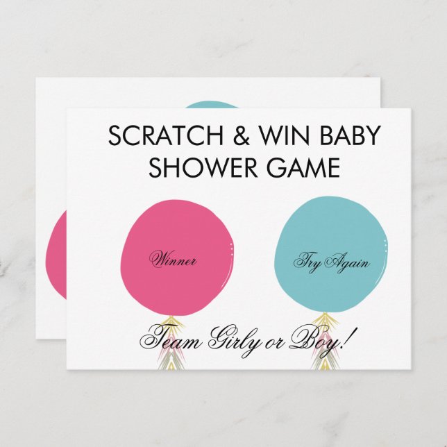 Balloon Baby Gender Reveal DIY Scratch Card (Front/Back)
