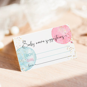 Balloon Baby Name Suggestions Card for Baby Shower