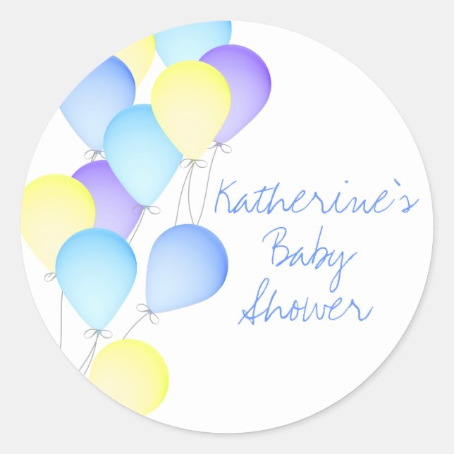 Balloon Baby Shower Classic Round Sticker (Front)