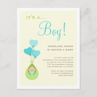 Balloon Baby Shower Invitation Boy