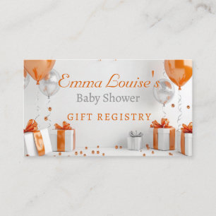 Balloon Baby Shower Orange Gift Registry  Enclosure Card