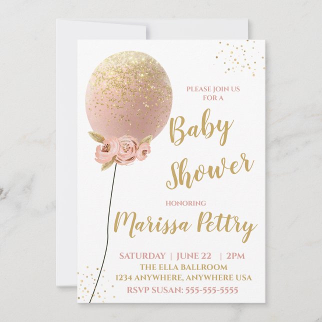Balloon Baby shower ready to pop rose gold Invitation (Front)