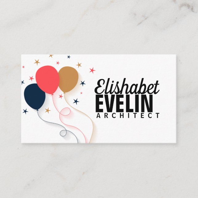 balloon background in flat business card (Front)