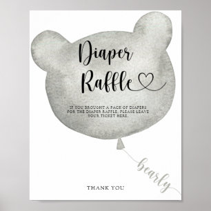 Balloon Bear diaper raffle poster