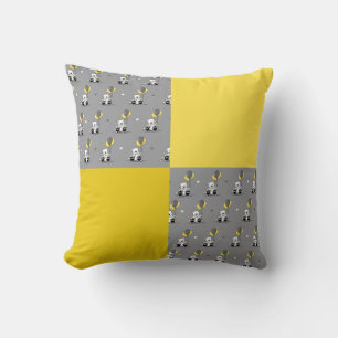 Balloon Bears Yellow and Grey Throw Pillow