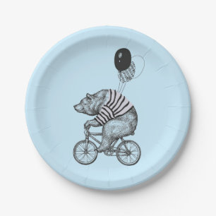 Balloon Bicycle Bear Paper Plate