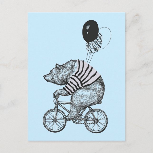 Balloon Bicycle Bear Postcard (Front)