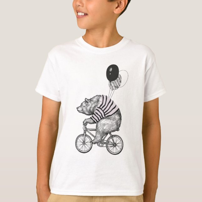Balloon Bicycle Bear T-Shirt (Front)