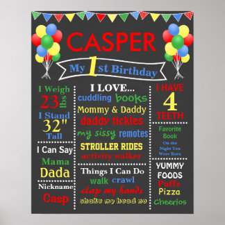 BALLOON BIRTHDAY CHALKBOARD POSTER - PRIME COLORS