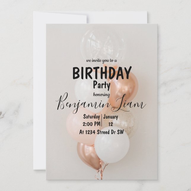 Balloon Birthday Invitation (Front)